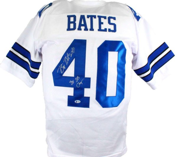 Bill Bates Autographed Signed Navy Custom Stitched Pro Style Football Jersey  #40 3X Super Bowl Champs- JSA Hologram