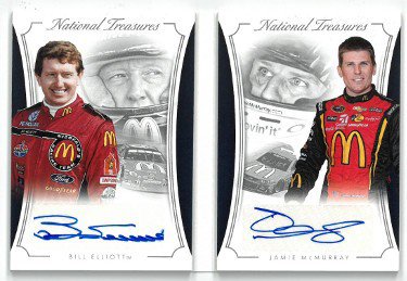 Bill Elliott & Jamie McMurray Autographed Signed NASCAR 2016 Panini National Treasures Dual Signatures Card #DS-MCD- LTD 4/10