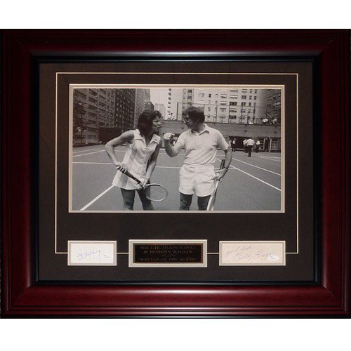 Billie Jean King Autographed Signed And Bobby Riggs Dual Battle Of The Sexes Deluxe Framed Piece With 16X20 Photo - JSA