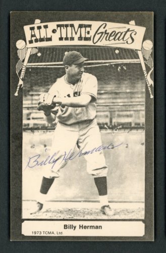 Billy Herman Autographed Signed 1975 Tcma All Time Greats Postcard Chicago Cubs #156662