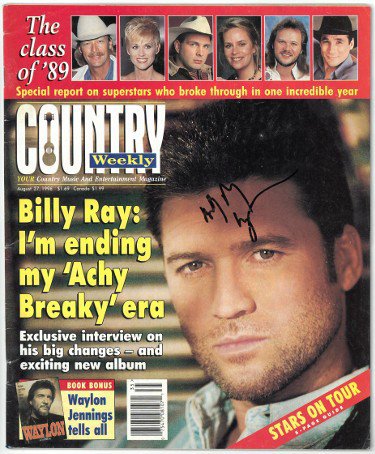 Billy Ray Cyrus Autographed Signed Country Weekly Full Magazine August 27, 1996 - JSA Hologram #EE61377 (No Label)