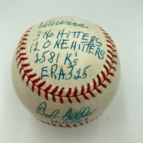 Sold at Auction: Bob Feller Signed Baseball with Inscription and COA