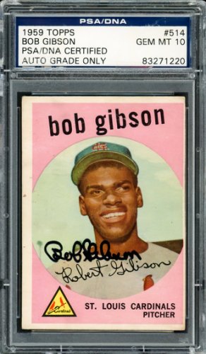 Bob Gibson Autographed Signed 1959 Topps Rookie Card #514 St. Louis Cardinals Owner Auto Grade Gem Mint 10 PSA/DNA 