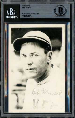 Bob Meusel Autographed Signed 3.25X5.5 Postcard New York Yankees Beckett Beckett