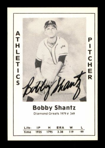 Bobby Shantz autographed baseball card (Kansas City Athletics RB