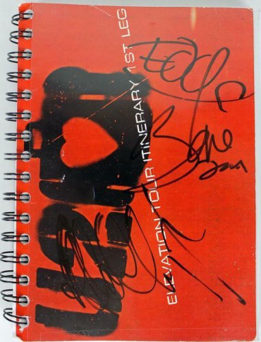 Bono Autographed Signed U2 Band (3) , The Edge & Adam Clayton Elevation Tour Book PSA 