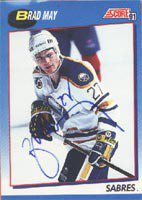 BUFFALO SABRES BRAD MAY #27 Sewn Stitched Autographed Custom HOME