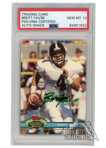 Brett Favre Autographed Signed 1991 Topps Stadium Club Rc Autograph Card #94 PSA/DNA (Green Ink)