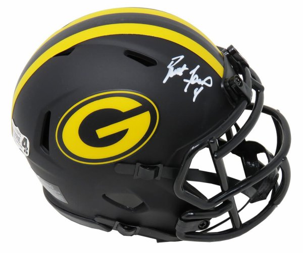 Brett Favre Autographed Signed Green Bay Packers Eclipse Black Matte Riddell Speed Mini Helmet
