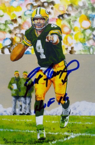 Brett Favre Autographed Signed Green Bay Packers Goal Line Art Card W/ HOF- JSA W Auth