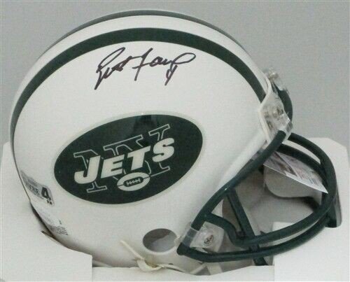 Brett Favre Autographed Signed New York Jets Hall Of Famer Riddell Mini Helmet Auto - JSA