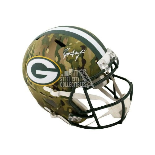 Brett Favre Autographed Signed Packers Camo Replica Full-Size Football Helmet - Beckett COA