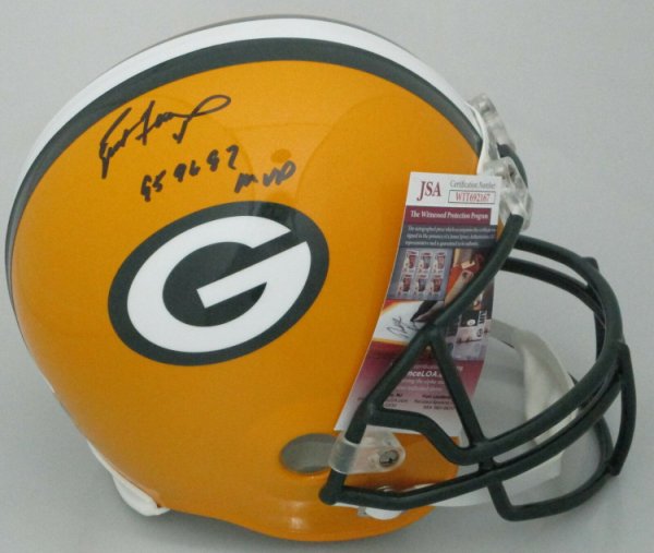Brett Favre Autographed Signed Packers Full Size Replica Helmet Auto With 95 96 97 MVP - JSA