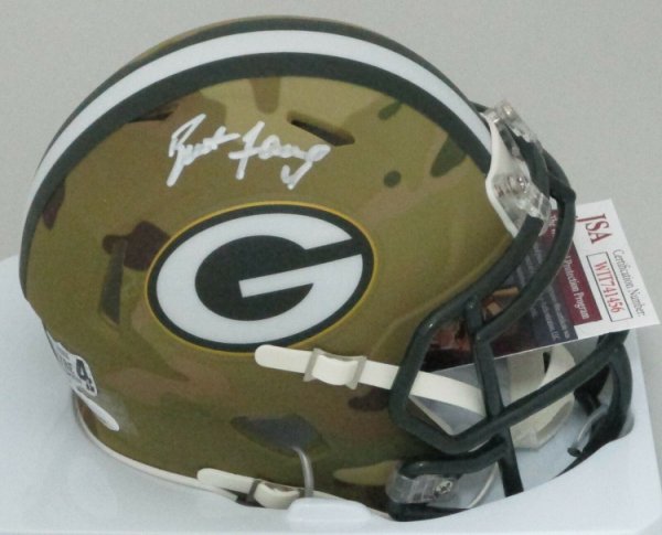 Brett Favre Autographed Signed Packers Riddell Camo Mini Helmet Auto - HOF '16 NFL MVP JSA