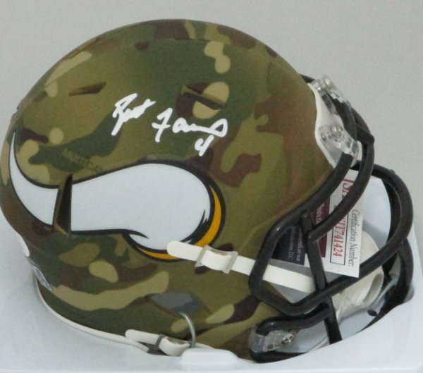 Brett Favre Autographed Signed Vikings Riddell Camo Speed Mini Helmet Auto HOF '16 - JSA