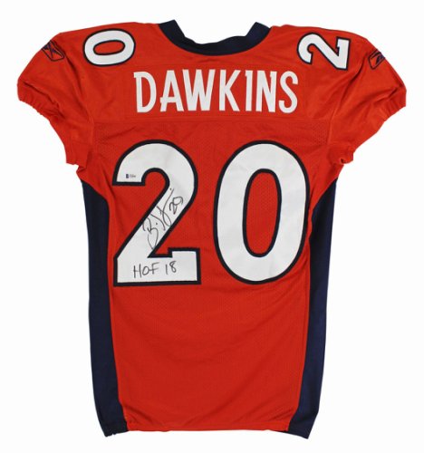 Brian Dawkins Autographed Signed Broncos HOF 18 2010 Game Used Orange Nike Jersey Beckett 