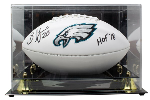 Brian Dawkins Autographed Signed Eagles Sb Lii Stamp Logo Football Inscription With Case Beckett