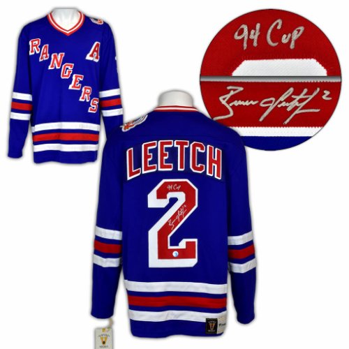 Framed Brian Leetch New York Rangers Autographed White Adidas Authentic  Jersey