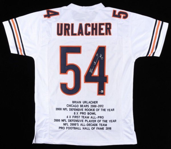 Brian Urlacher Autographed Chicago Bears (Blue #54) Custom Jersey - JSA