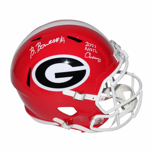 Brock Bowers Autographed Signed Georgia Bulldogs Riddell Speed Full Size Replica Helmet with 2021 Natl Champs Inscription - Beckett QR Authentic