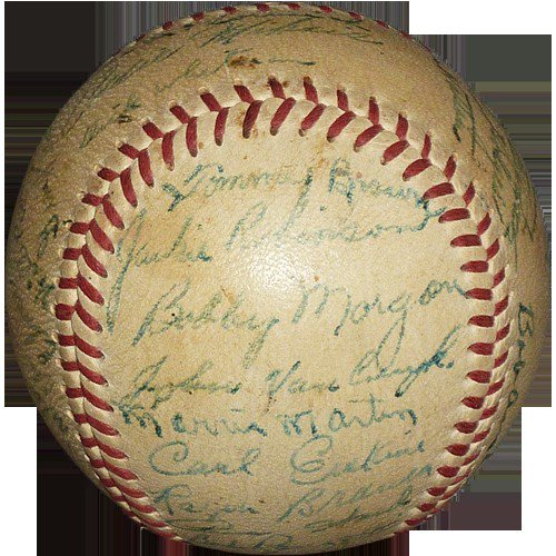 Brooklyn Dodgers Autographed Signed 1949 Team Spading Baseball With Jackie Robinson , Roy Campanella, Pee Wee Reese - JSA Letter