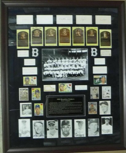 Brooklyn Dodgers Autographed Signed 1955 Team Framed Cuts & Cards 36 Sigs JSA
