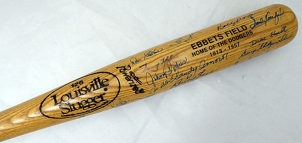 Brooklyn Dodgers Autographed Signed Greats Louisville Slugger Bat With 37 Total Signatures Including Sandy Koufax, Don Drysdale & Pee Wee Reese Beckett Beckett 