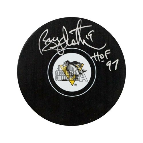 Bryan Trottier Autographed Signed HOF 97 Pittsburgh Penguins Hockey Puck - Beckett COA