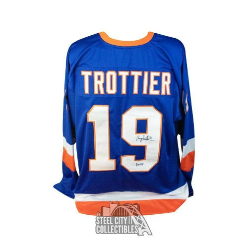 Bryan Trottier Autographed Signed HOF New York Blue Custom Hockey Jersey JSA