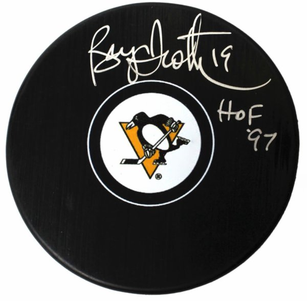 Bryan Trottier Autographed Signed Pittsburgh Penguins Logo Hockey Puck w/HOF'97