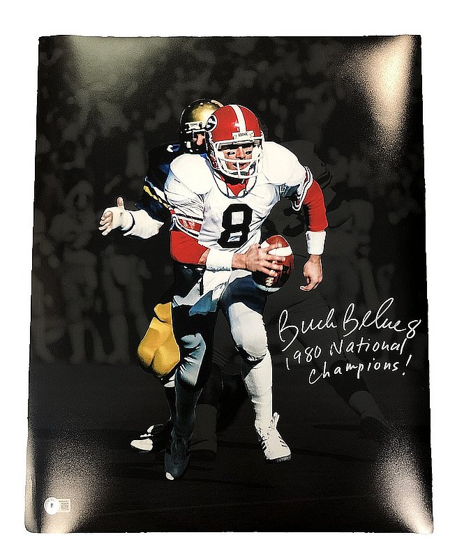 Buck Belue Autographed Signed Georgia Bulldogs Spotlight Run 16x20 Photo with 1980 National Champions!' Inscription - Beckett QR Authentic