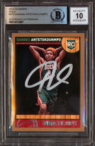 Bucks Giannis Autographed Signed Antetokounmpo 2013 Hoops Gold #275 Rc Auto 10! Beckett Slab 