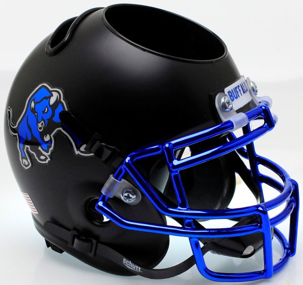 Buffalo Bulls Mini Football Helmet Desk Caddy Matte Black Chrome Mask