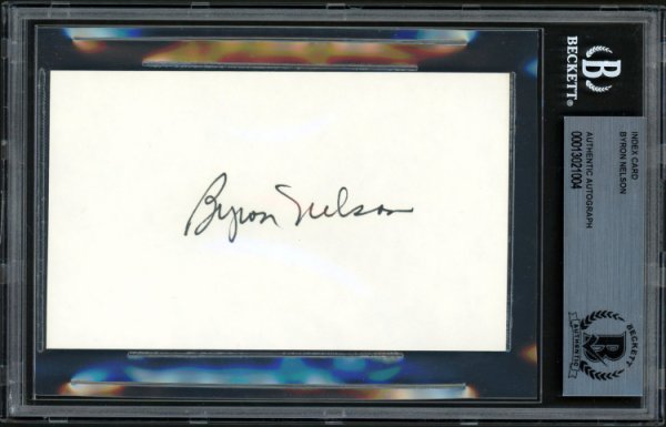Byron Nelson Autographed Signed 3X5 Index Card Beckett Beckett