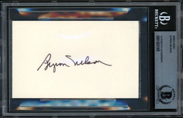 Byron Nelson Autographed Signed 3X5 Index Card Beckett Beckett