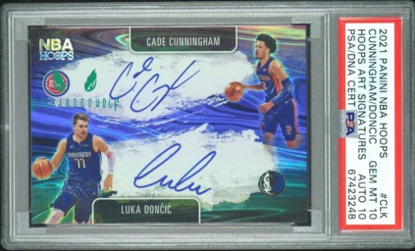 Cade Cunningham Autographed Signed Rc Luka Doncic NBA Hoops Art 2021-22 Dual Autograph PSA Auto