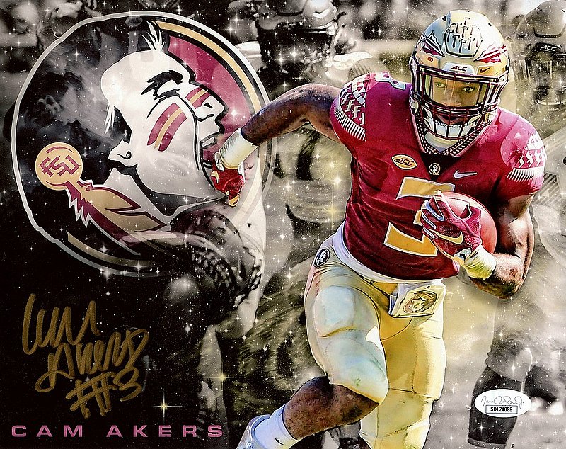 Cam Akers Autographed Florida State Seminoles Darker Edit 8x10 Signed in Gold - JSA Authentic