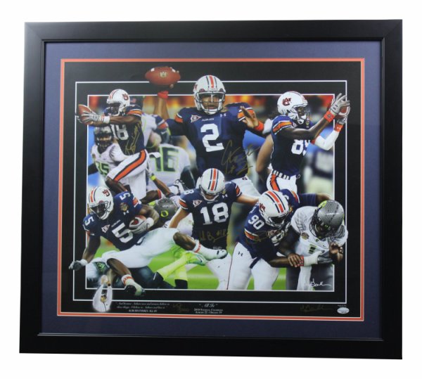 Cam Newton, Nick Fairley and 2 others Autographed Signed Auburn Tigers Framed 30x24 Gamble 2010 National Championship Print  - Certified Authentic