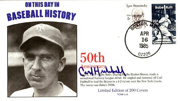 Carl Hubbell Autographed Signed First Day Cover New York Giants PSA/DNA
