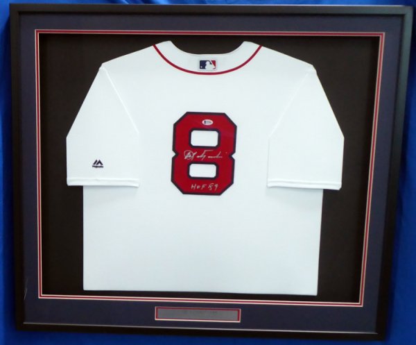 Carl Yastrzemski Autographed Signed Boston Red Sox Framed White Majestic Cool Base Jersey HOF 89 Beckett Beckett