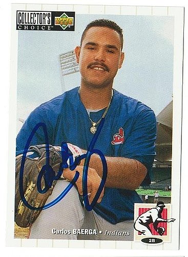 Carlos Baerga Signed Cleveland Indians 1990 Leaf Rookie Baseball Trading  Card #443 - Schwartz Authenticated