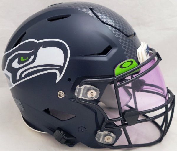 Carlos Dunlap Seattle Seahawks Game Used Full Size Blue Authentic Helmet Sea #Sa09704 