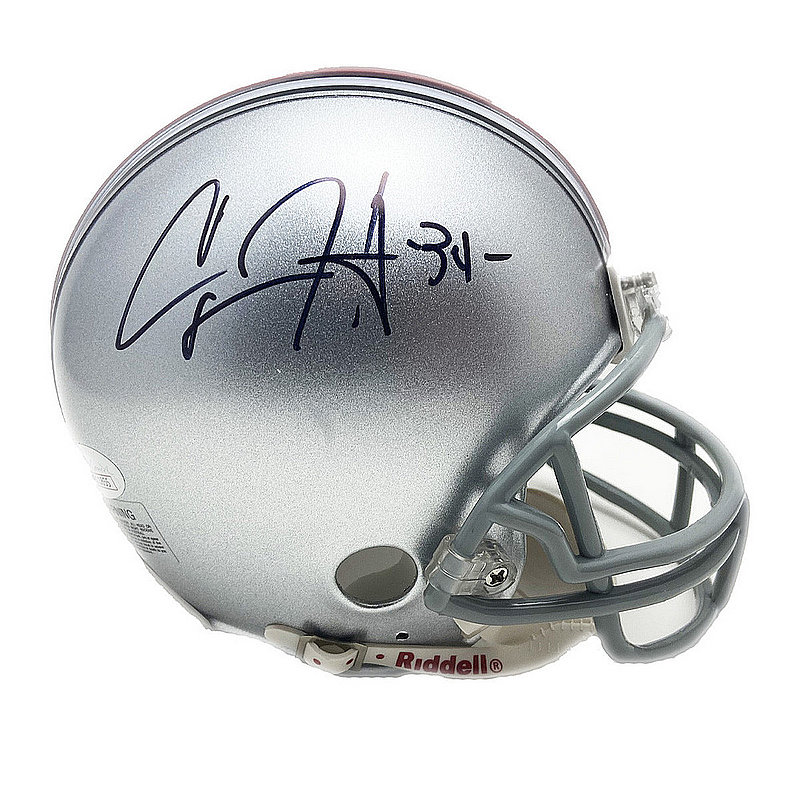 Jeff Okudah Ohio State Buckeyes Autographed Riddell Eclipse Speed Mini Helmet Autographed College Mini Helmets