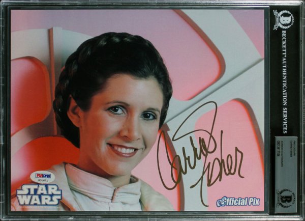 Carrie Fisher Autographed Signed Star Wars 8X10 Official Pix Photo Auto 10! Beckett Slabbed 