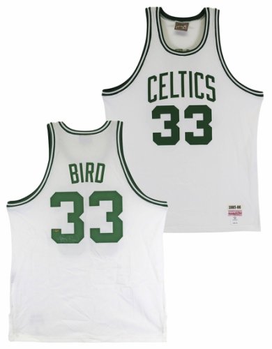 Celtics Larry Autographed Signed Bird 1985-86 White Mitchell & Ness Jersey Beckett 
