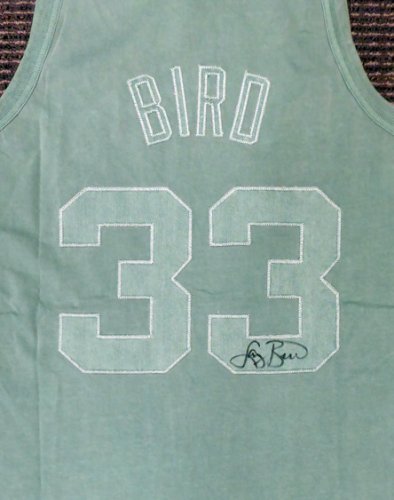 Celtics Larry Autographed Signed Boston Bird Green Mitchell & Ness Washed Out Swingman Jersey Size L Beckett Beckett