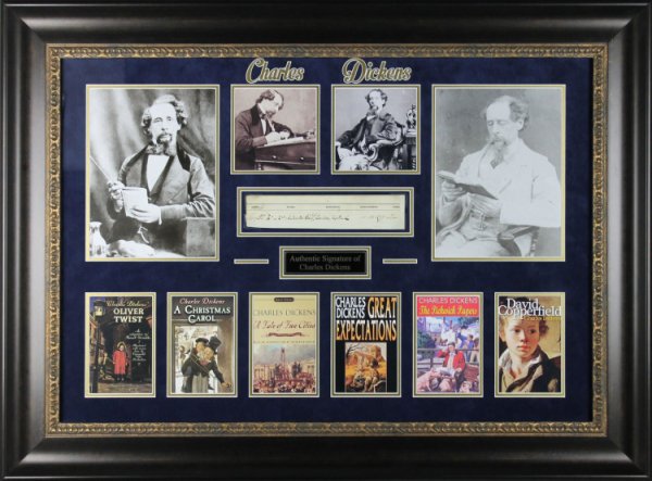 Charles Dickens Autographed Signed Authentic & Framed Registration Sheet Cut Display PSA/DNA 