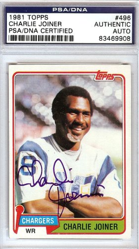 Charlie Joiner Autographed Signed 1981 Topps Card #496 San Diego Chargers PSA/DNA