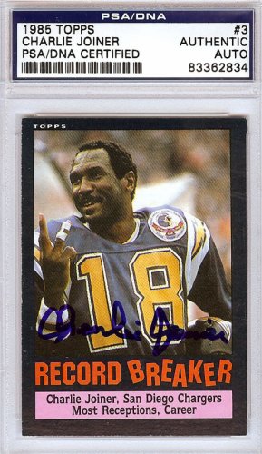 Charlie Joiner Autographed Signed 1985 Topps Card #3 San Diego Chargers PSA/DNA