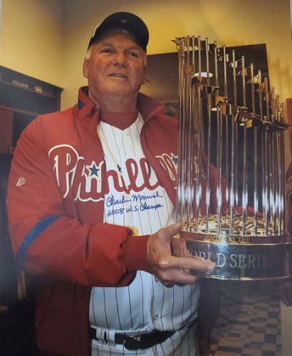 Charlie Manuel Philadelphia Phillies Signed Jersey (JSA COA) 2008